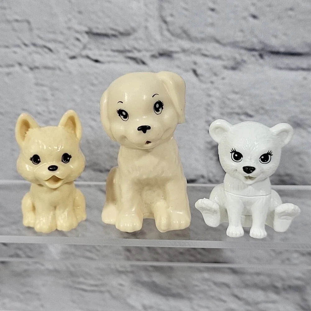 Barbie Doll Pet Animal Figures Lot Of 3 Taffy Puppy‎ Dog Polar Bear Cub Mattel